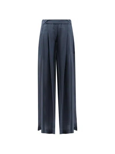 Semicouture Pleated Palazzo Pants In Blue