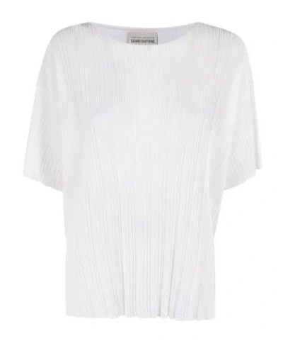 Semicouture Pleated Short-sleeve Blouse