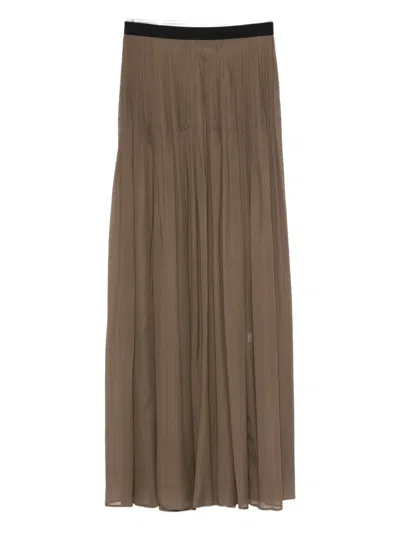 Semicouture Pleated Skirt In Brown
