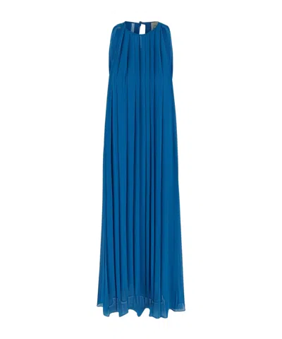 Semicouture Pleated Sleeveless Dress In Blue