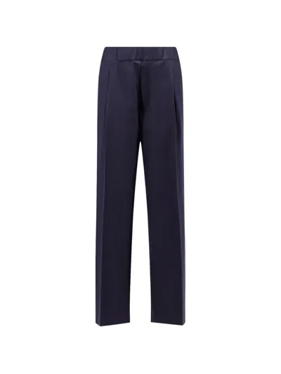 Semicouture Pleated Straight-leg Trousers In Blue