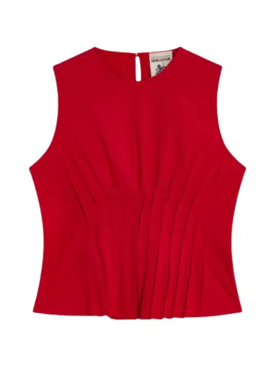 Semicouture Pleated Top In Red