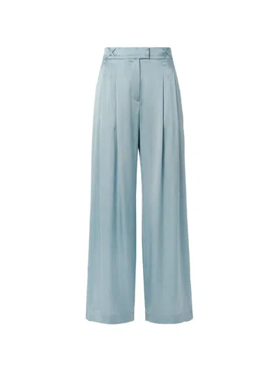 Semicouture Pleated Wide-leg Trousers In Blue