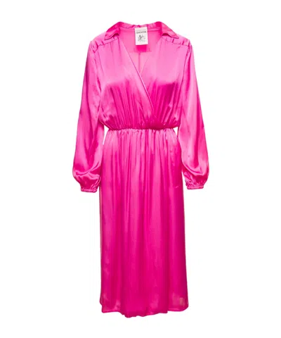 Semicouture Plunging V-neck Midi-dress In Pink