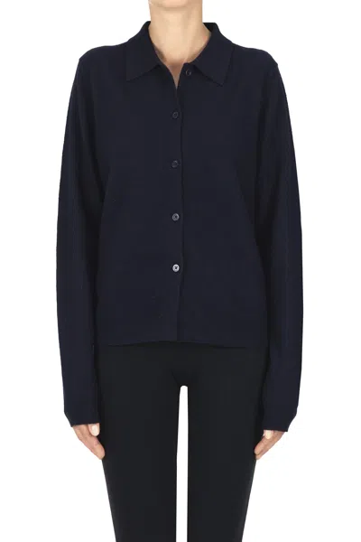 Semicouture Polo Style Cardigan In Blue