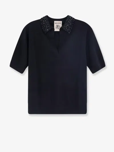 Semicouture Polo Virgin Wool And Cashmere Blend Shirt In Blue