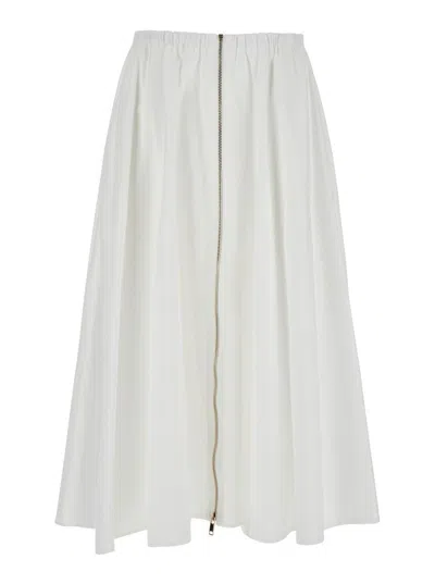 SEMICOUTURE 'ASIA' WHITE SKIRT WITH ZIP CLOSURE ON THE FRONT