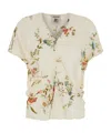 Semicouture Multicolor Top With V Neck And All-over Floral Print In Viscose Woman In White