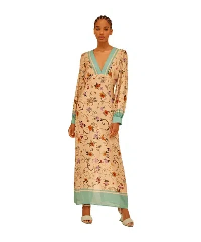 Semicouture Printed V-neck Dress In Multicolor