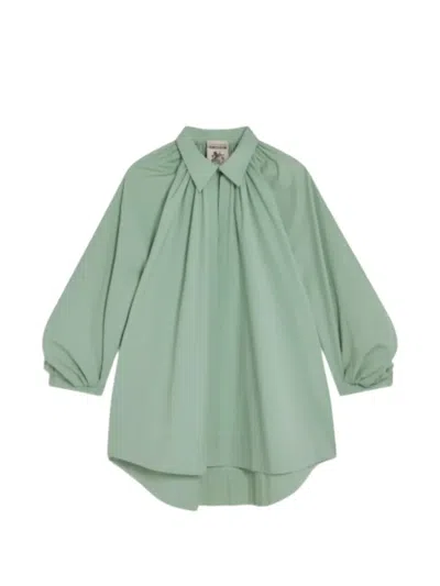 Semicouture Puff-sleeves Shirt In Green