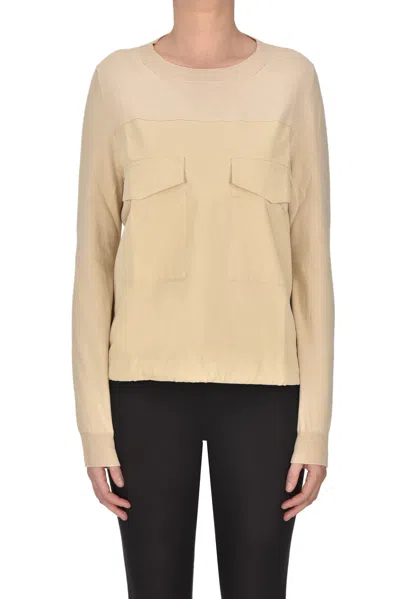 Semicouture Pullover With Front Pockets In Brown