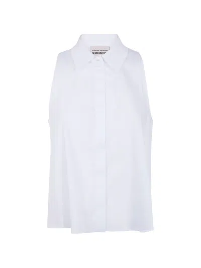 Semicouture Quanta Sleeveless Box-pleat Shirt In White