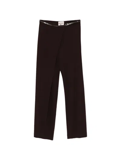 Semicouture Reba Wrap-design Belted Trousers In Brown