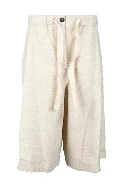 Semicouture Relaxed Fit Cropped Trousers With Drawstring Waistband In Multi