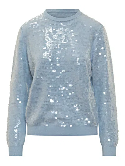 Semicouture Renata Sequin-embellished Sweater In Blue