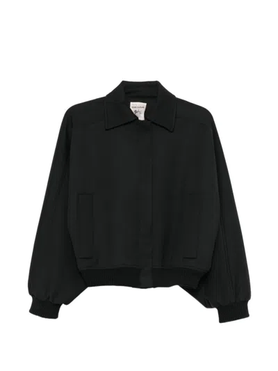 Semicouture Renie Wool Blend Bomber Jacket In Black
