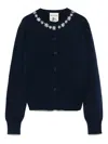 Semicouture Rhinestone-embellished Cardigan In Blue