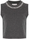 Semicouture Rhinestone-embellished Top In Grey