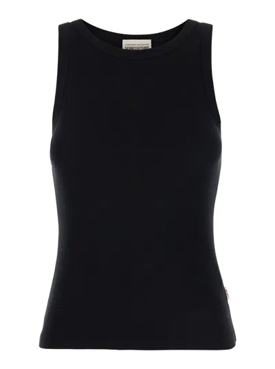 Semicouture Ribbed Cotton Top In Black