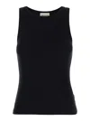 SEMICOUTURE BLACK RIBBED TANK TOP WITH U NECKLINE IN COTTON AND MODAL BLEND WOMAN