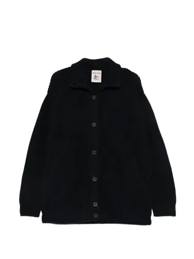 Semicouture Ribbed-knit Leather-patch Jacket In Black