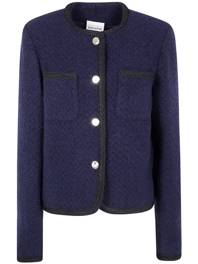 Semicouture Ricarda Braided-trimmed Wool Jacket In Black