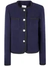Semicouture "ricarda" Textured Fabric Jacket With Front Pockets In Blue