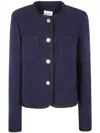 Semicouture "ricarda" Textured Fabric Jacket With Front Pockets In Blue