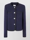 Semicouture "ricarda" Textured Fabric Jacket With Front Pockets In Blue