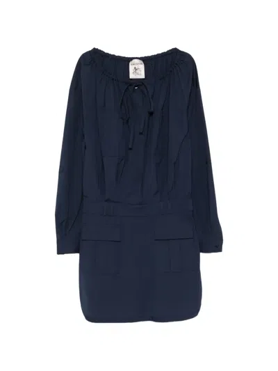 Semicouture Ricarda Tie-neck Mini Dress In Blue