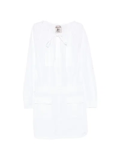 Semicouture Ricarda Tie-neck Mini Dress In White