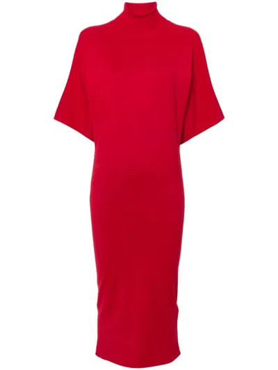 Semicouture Roll-neck Midi Dress In C84-0 Red