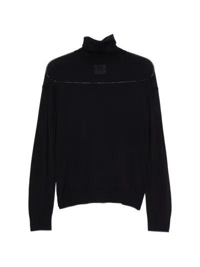 Semicouture Roll-neck Wool Sweater In Black