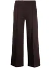 Semicouture Roma Decorative-stitching Wide-leg Trousers In Brown
