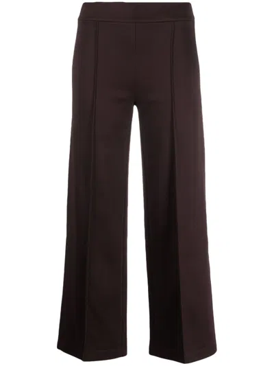 Semicouture Roma Decorative-stitching Wide-leg Trousers In Brown