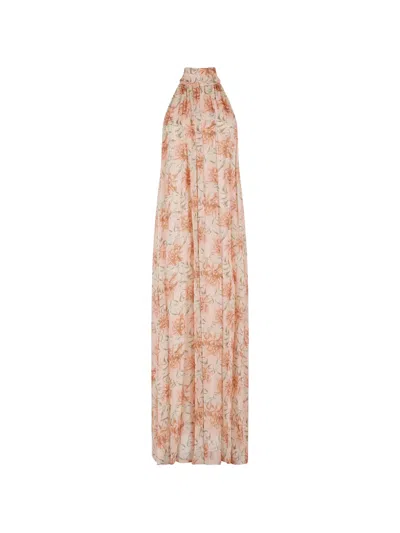 Semicouture Rosalind Floral Halterneck Dress In Pink