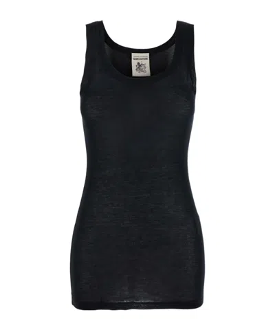 Semicouture Round Collar Sleeveless Vest In Black