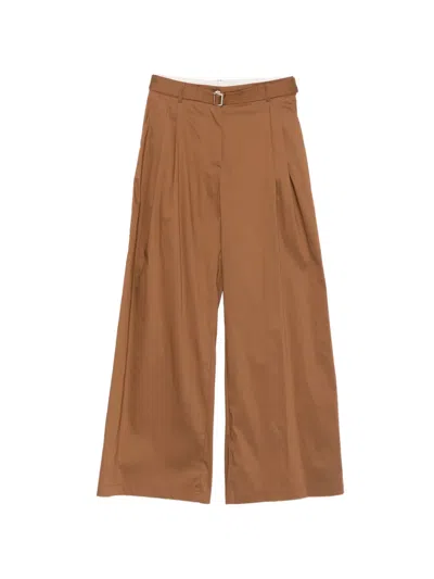 Semicouture Rowena Belted Pleated Trousers In Neutral