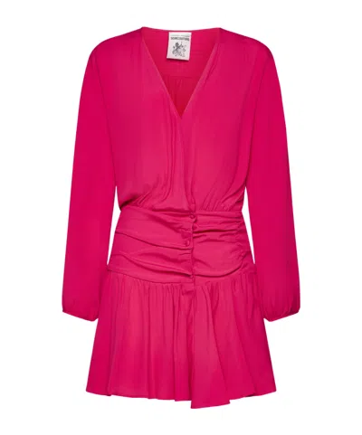 Semicouture Ruched Mini Dress In Pink