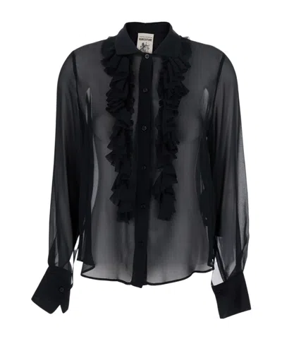 Semicouture Ruffle Detail Shirt In Black