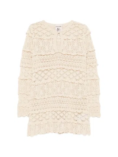 Semicouture Ruffled Openwork Mini Dress In Purple