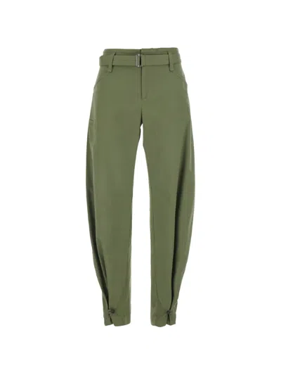 Semicouture Ryana Belted Button-cuff Trousers In Green