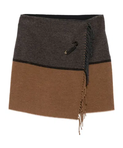 SEMICOUTURE SAFETY-PIN FRINGED SKIRT