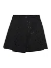 SEMICOUTURE BLACK BRODERIE ANGLAISE SHORTS IN COTTON BLEND WOMAN