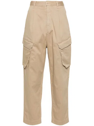 SEMICOUTURE SAND BEIGE COTTON BLEND TROUSERS