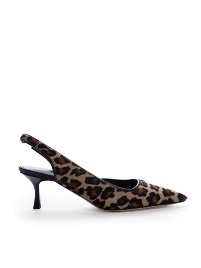 Semicouture Dean Sandal In Leopard-print Pony Skin In Multi