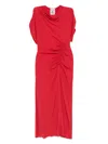 Semicouture Semi Couture Mid-calf Dress With Gathered Waist Detail In 红色
