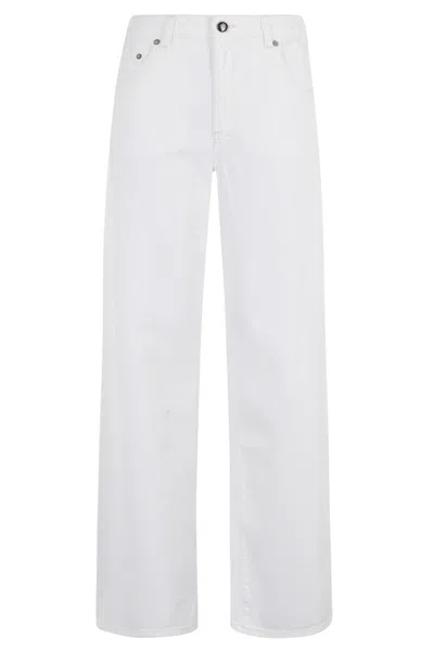 Semicouture Sarah Wide-leg White Jeans With Branded Detailing