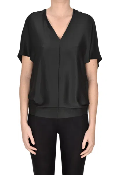 Semicouture Satin Blouse In Black