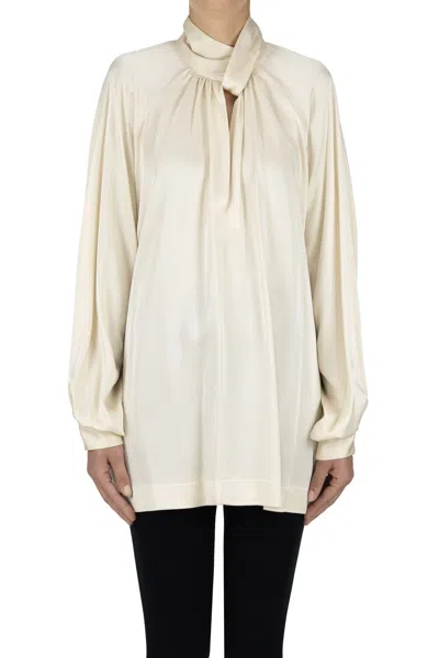 Semicouture Satin Blouse In Cream